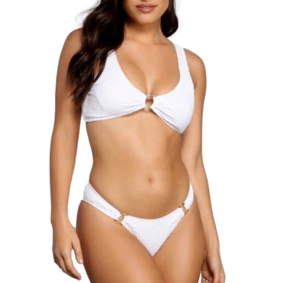 cabana Del Sol Other - Cabana Del Sol White Smocked Bikini Bottoms Size Large